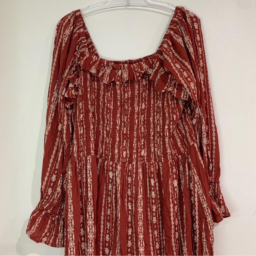 Romantic Gypsy Peasant Smocked Square Neck Dress Hippie Boho Milkmaid Size 3X - Picture 12 of 13
